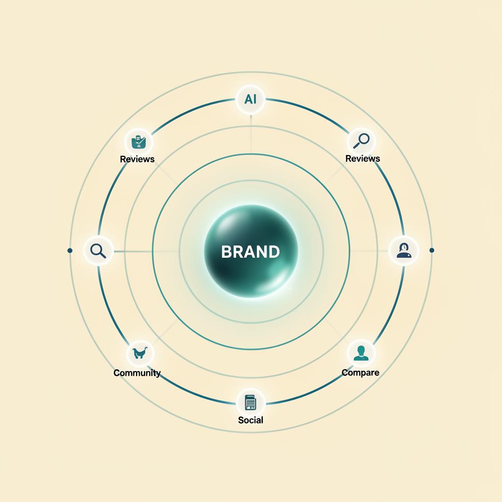Perception field with brand at center surrounded by source nodes